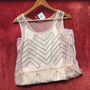 NWT Free People Soft Peach Beaded Mesh Slip